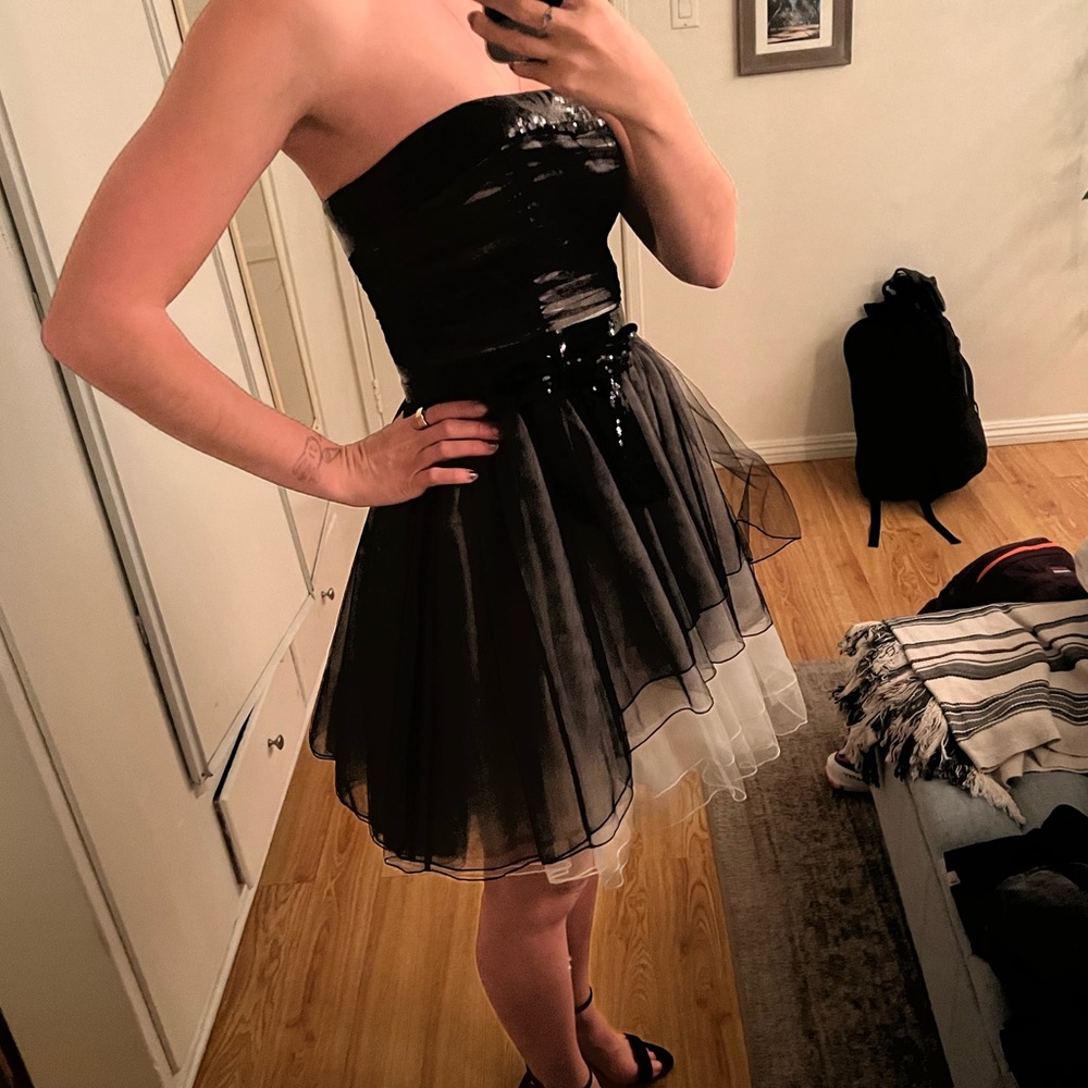 Vintage Betsey Johnson Tulle Black Sparkly Prom Party Dress